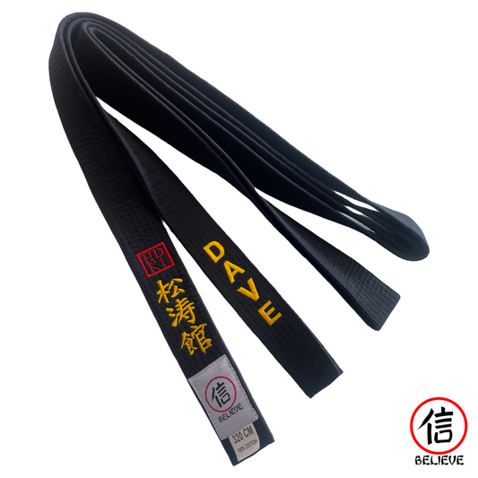 Personalised Double Embroidery Black Belt